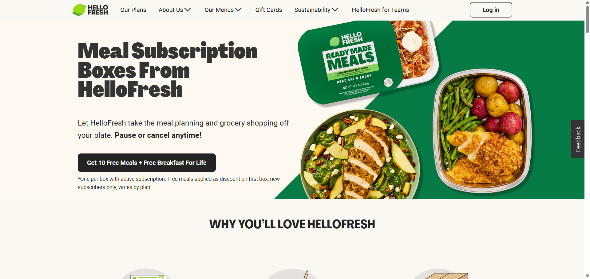 HelloFresh – Meal Subscription Offer Page